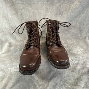 Steve Maddon mens 8.5M Brown M-Bradley  zip side ankle boots with laces